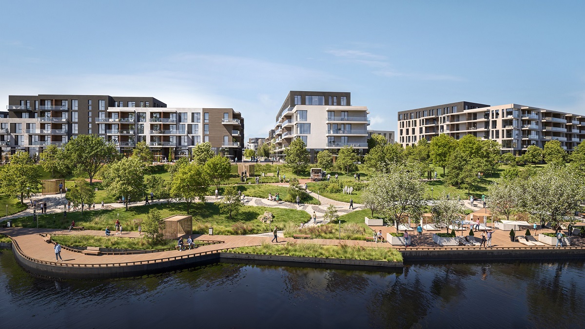 Житволивй Комплекс Central Park в Ужгороді, вид з набережної на ЖК